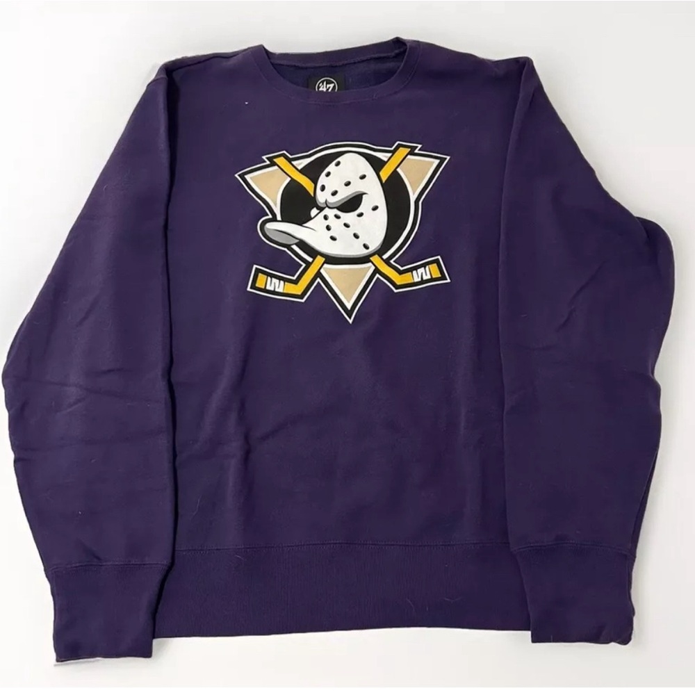 Anaheim Mighty Ducks Retro Logo 47 Brand Crew Neck Sweatshirt Size XL